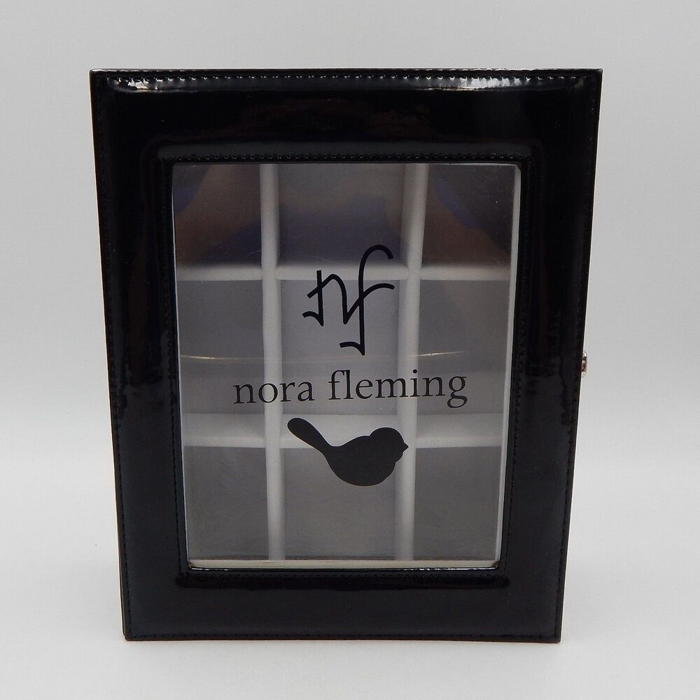 Nora Fleming Mini Charms M4 Display Storage Case Box Black Vinyl Black Bird Logo